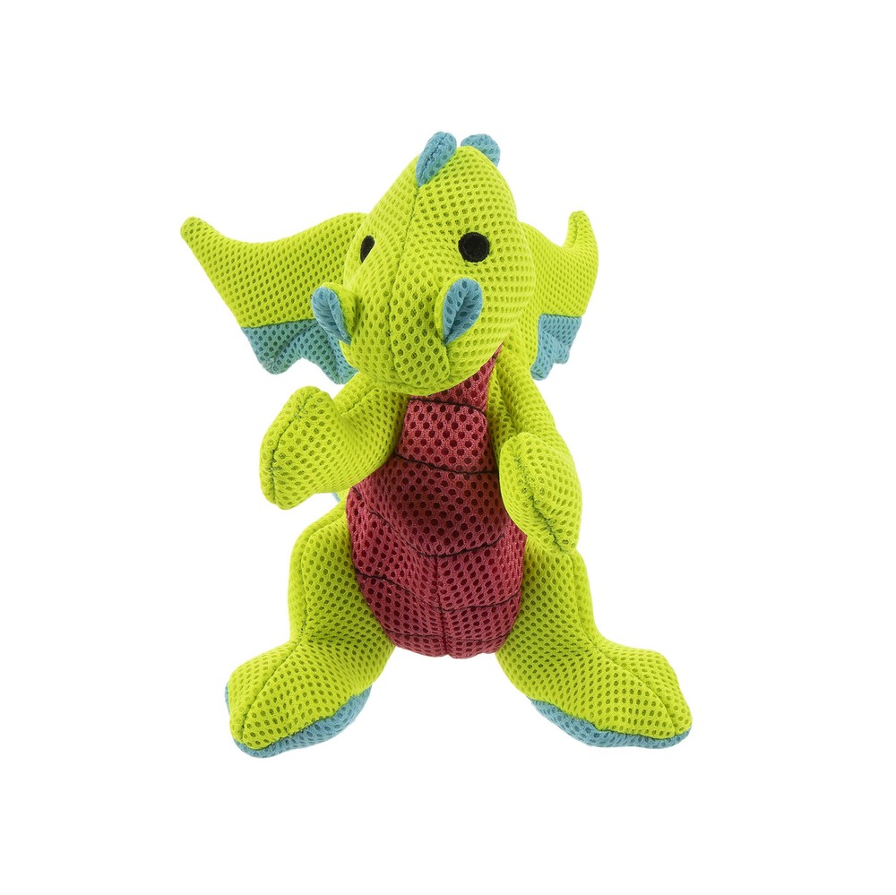 goDog Mesh Dragons Squeaky Plush Dog Toy, Double Chew Guard Technology - Gree...