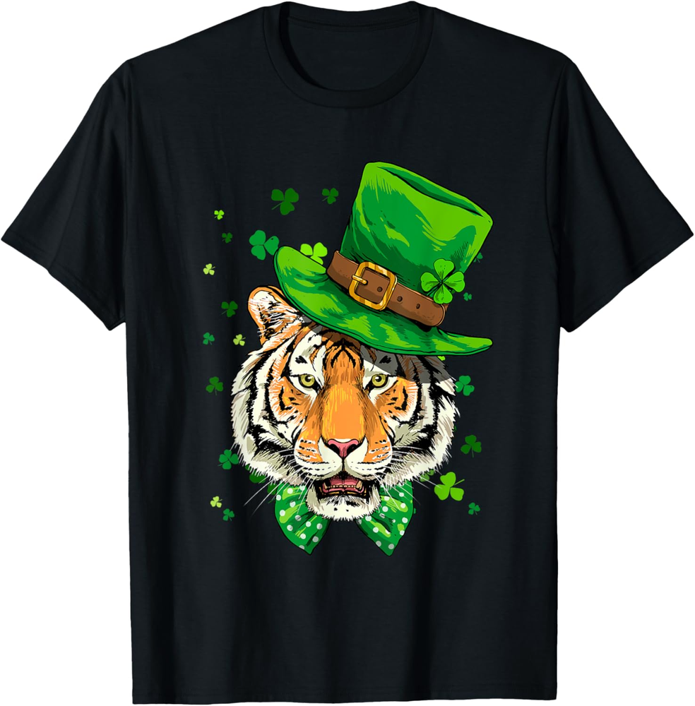 St Patrick's Day Leprechaun Tiger Shamrock Tiger Lover Irish T Shirt