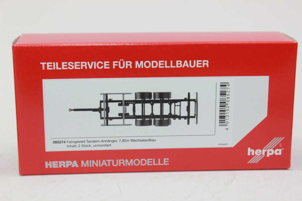 Herpa 085274 Chassis Tandem Trailer 7.82M Interchangeable Bodies 1:87 H0 New