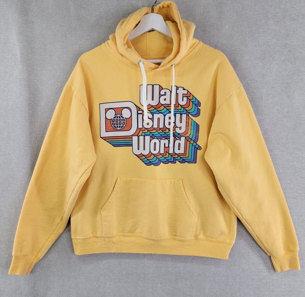 Vintage Retro Yellow Disney World Hoodie for Women Medium Size