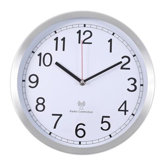 Atomic Analog Wall Clock Radio Controlled Sets Automatically WallClock, 12Inch