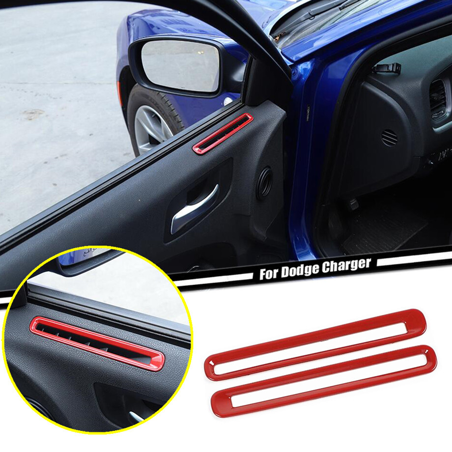 For 2011-2023 Dodge Charger ABS Red Interior Side Door Air Vent Decor Cover Trim