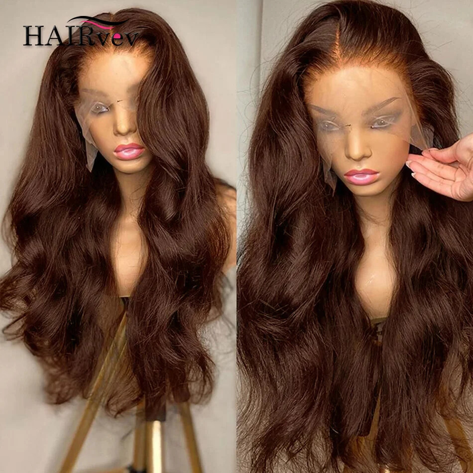 Chocolate Brown HD Body Wave Lace Front Wig Glueless Brazilian Human Hair
