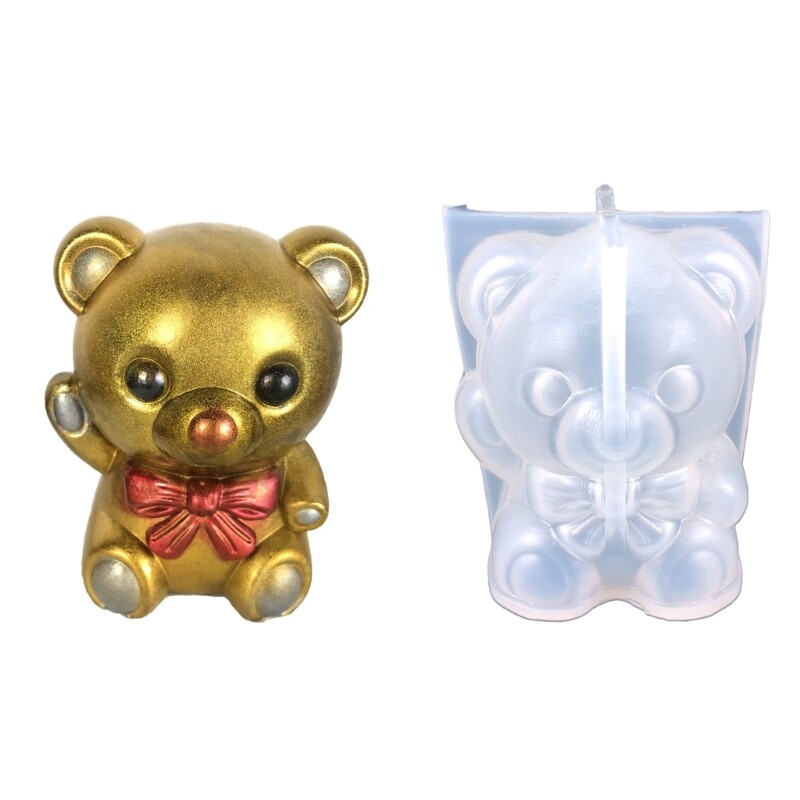 Cute Bowknot Bear Silicone Mold for Resin Soap and Candles