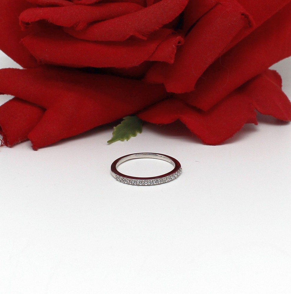 Sterling Silver SJD CZ Band Ring Size 8 1.71g Cat Rescue NWOT