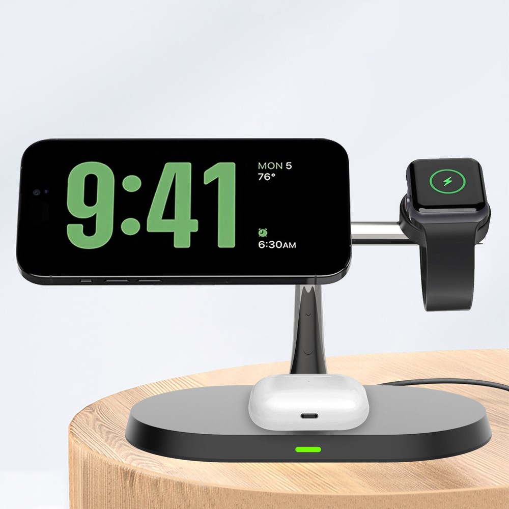 3in1 15W Magnetic Wireless Charger Station For Apple Watch iPhone 16 15 14 13 12