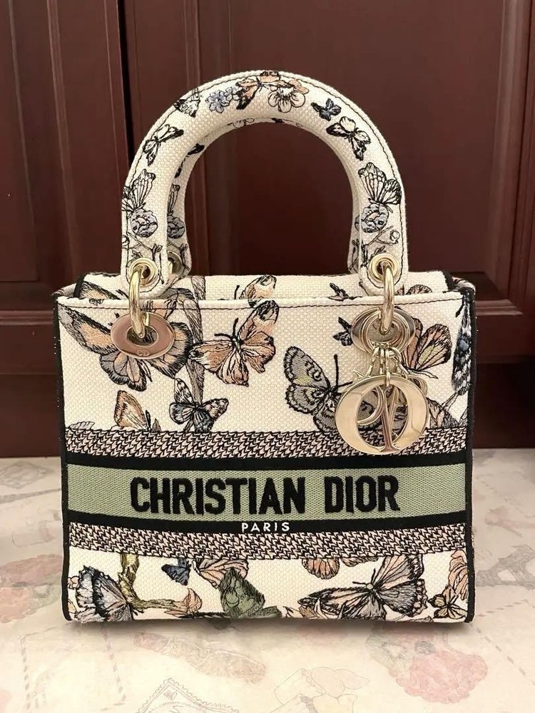 Dior Embroidered Canvas Butterfly Handbag