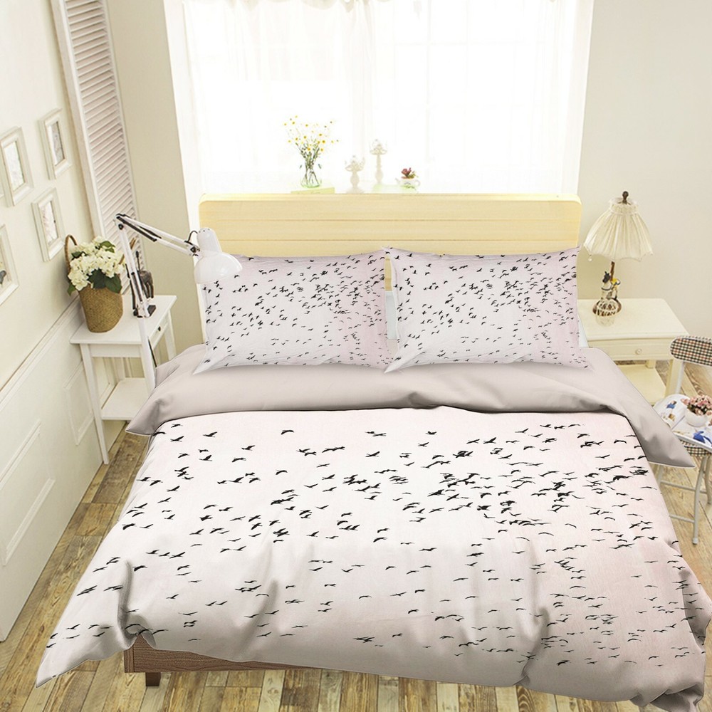 3D Black Bird A009 Bed Pillowcases Quilt Duvet Cover Boris Draschoff Zoe