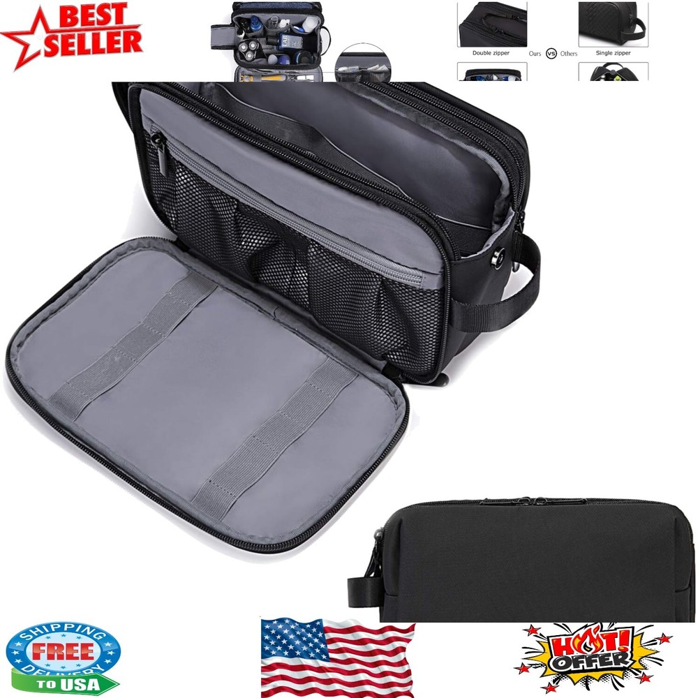 Water-Resistant Men's Toiletry Bag - Travel Dopp Kit, Medium Size (10.6L x 3.9W)