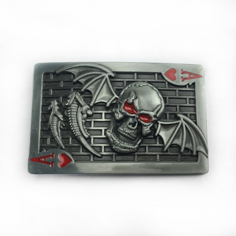 Western Cowboy Belt Buckle for Men & Women USA Retro Rodeo Playing Card A Skull