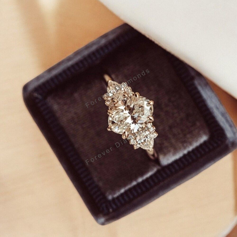Lab Created 18k Yellow Gold Oval Cut Diamond Wedding Ring...