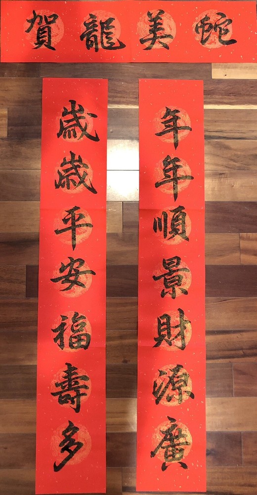 2025 Year of Snake Handwritten Set Of 3 Couplets Wall Decoration蛇年3件手寫春聯.春17年年順景