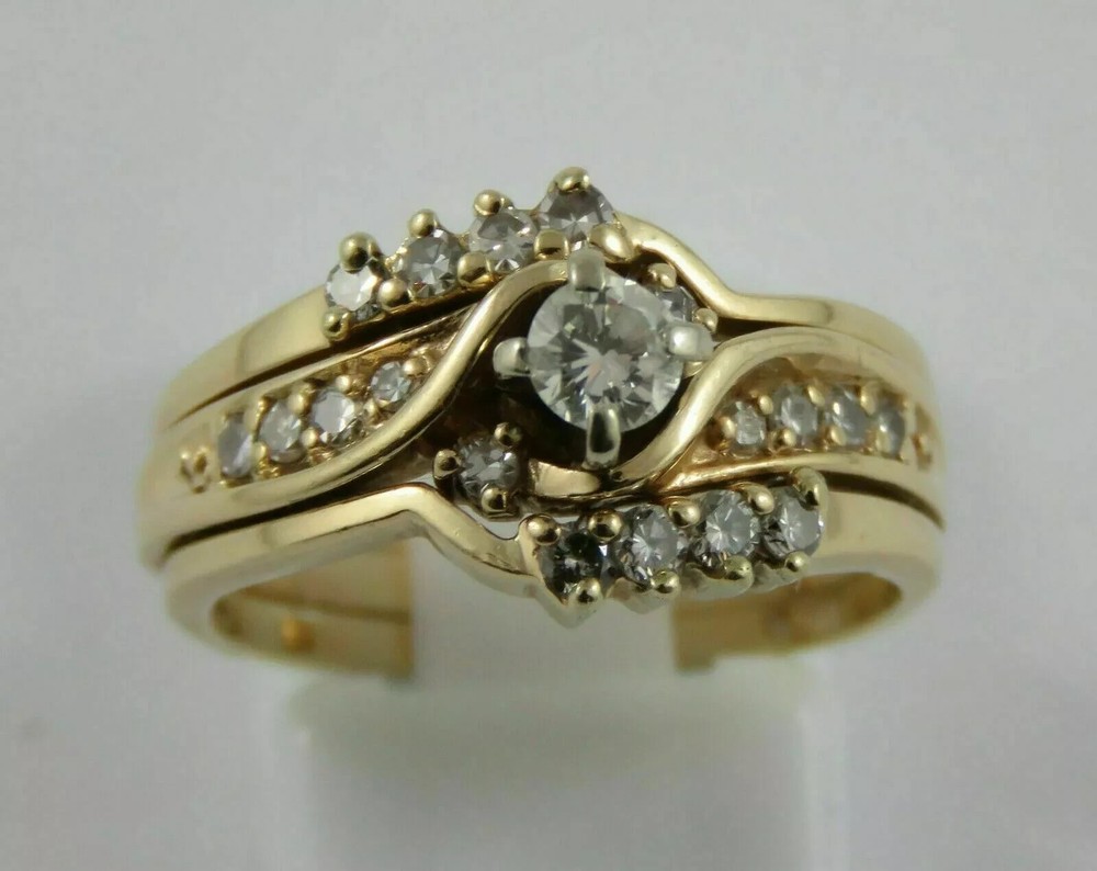 2CT Round Lab-Created Diamond 14K Yellow Gold Plated Bridal Ring Set
