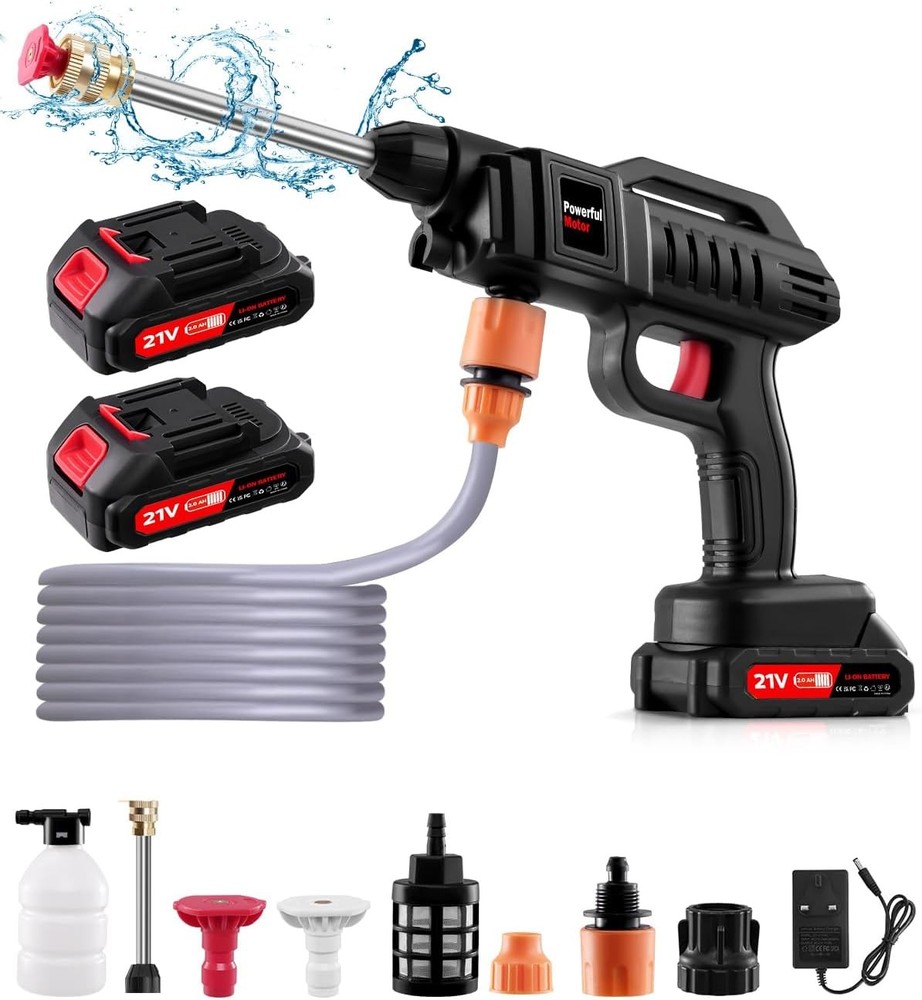 1500W Cordless Pressure Washer, 21V Portable Pressure Washer  with 2 x 2.0Ah