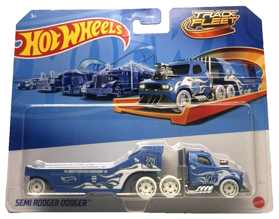 HOT WHEELS TRACK FLEET SEMI RODGER DODGER BLUE 1/64
