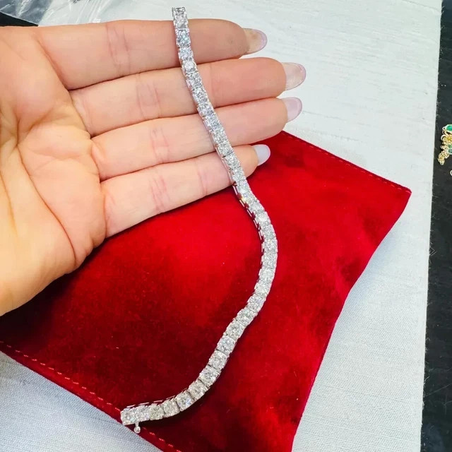 14K White Gold Plated 9Ct Round 4MM Lab Diamond Tennis Bracelet 7 Inch