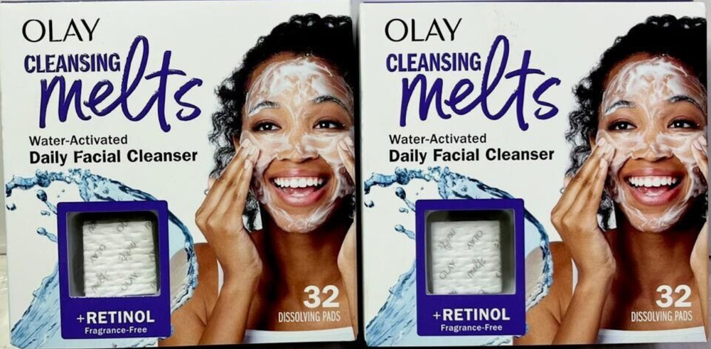 Olay Cleansing Melts & Retinol Facial Cleanser 64 Pads 2-Pack
