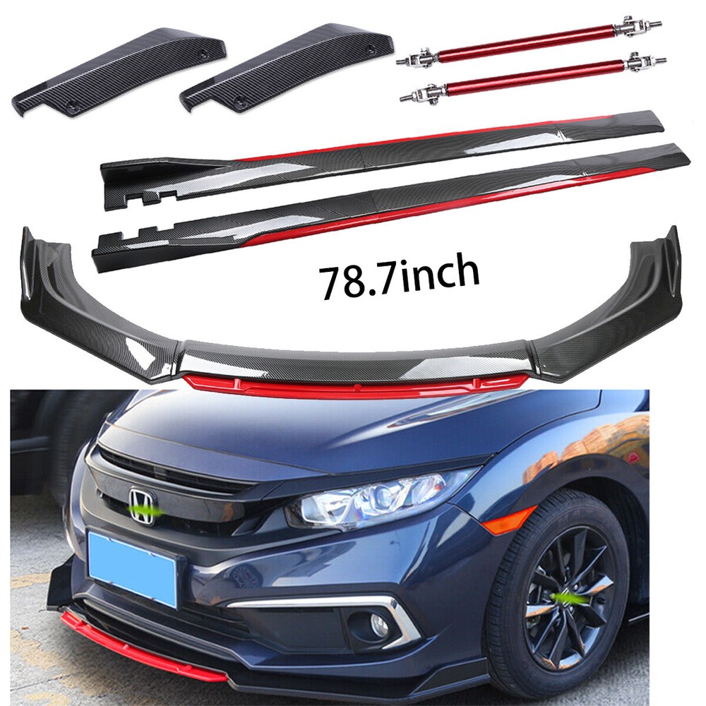 Honda Civic Front Bumper Lip Carbon Fiber Side Body Kit 78.7in A++