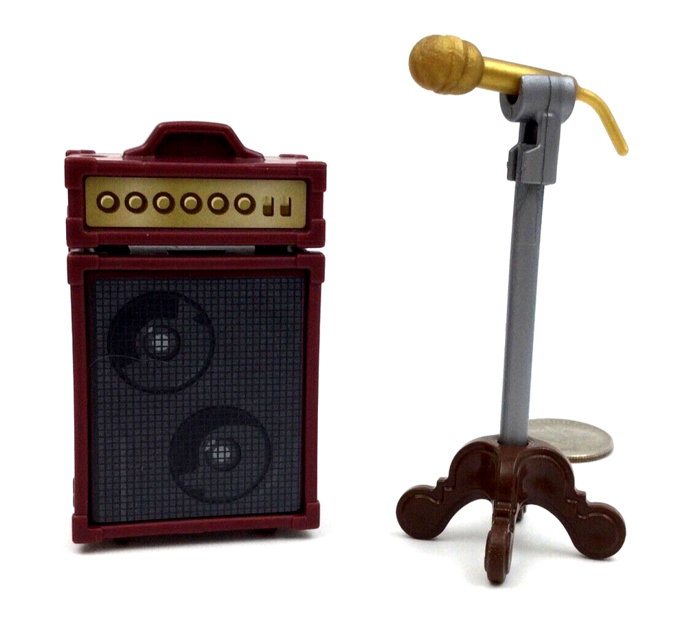 Playmobil Microphone & Stand & Brown Speaker Amplifier Singer Band Miniature J11