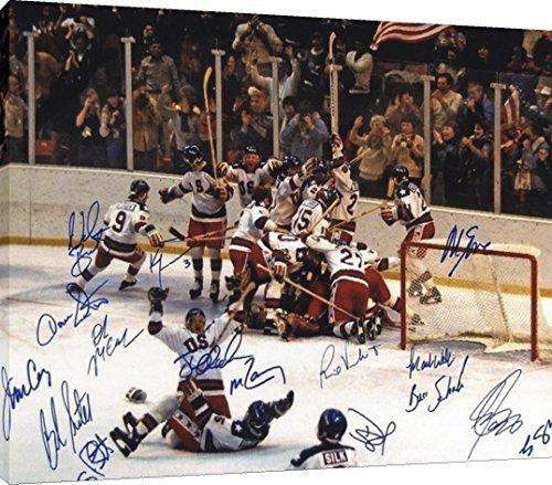 Floating Canvas Wall Art: Miracle on Ice 1980 US Olympic Hockey Team Autograph
