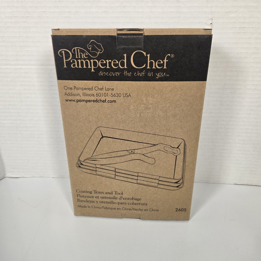 Pampered Chef 4-Piece Breading and Coating Set with Nesting Trays & Tongs 2605