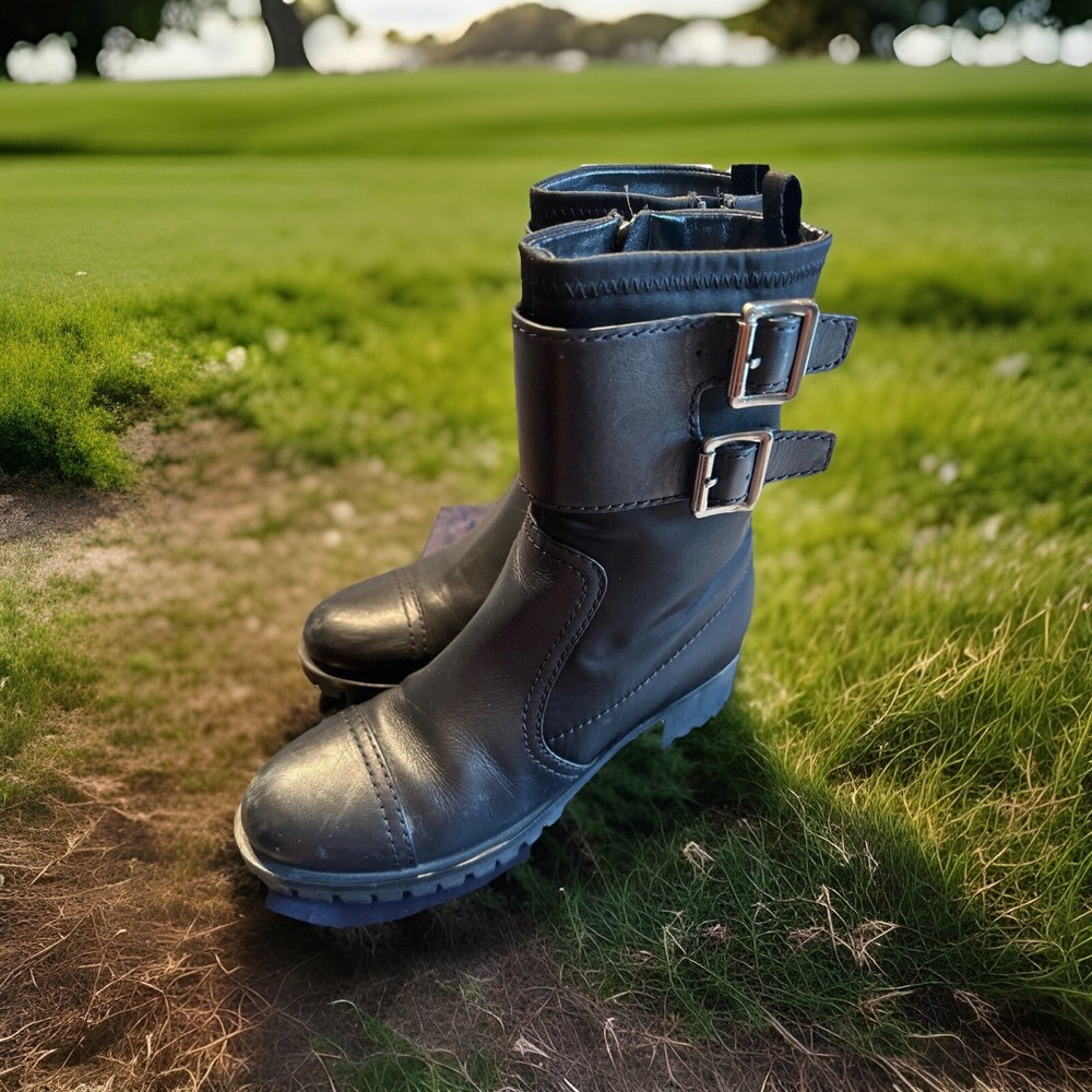 PRADA Black Leather Zipper Boots: Women Size 6.5