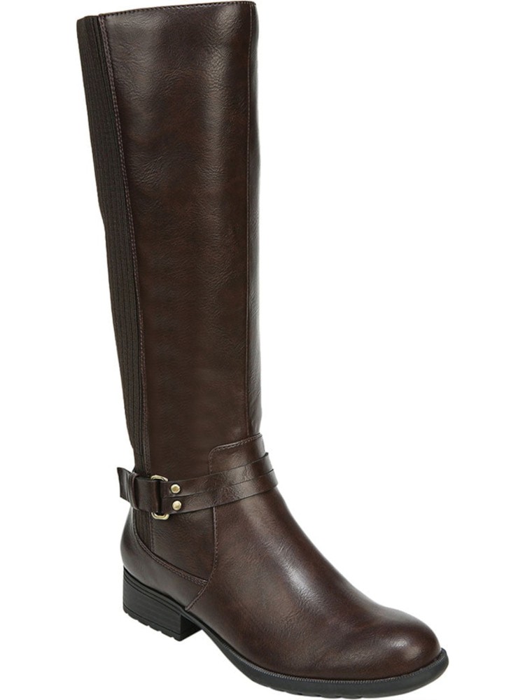 Bota de montar LIFE STRIDE para mujer marrón elástica Anita punta redonda tacón bloque 8,5 M