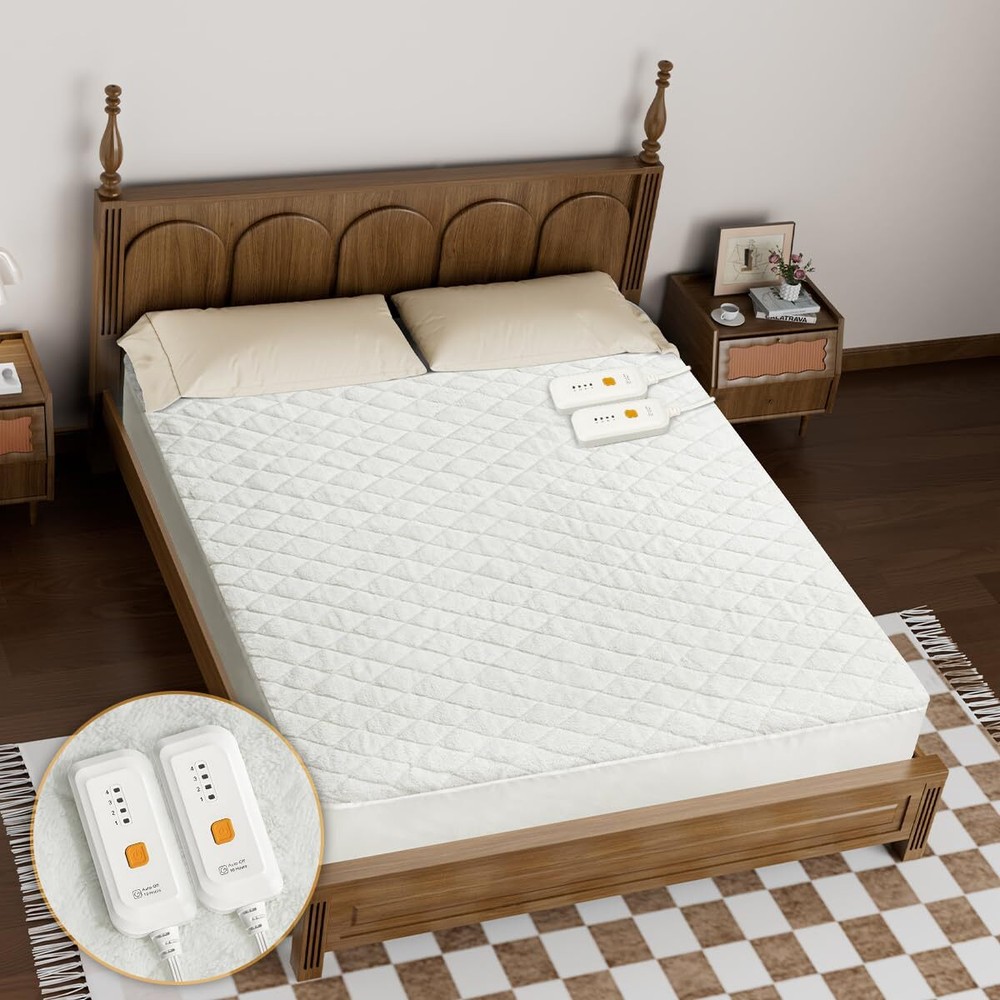 Heated Mattress Pad Queen Size Dual Control- Bed Warmer Mattress Cover with 4...