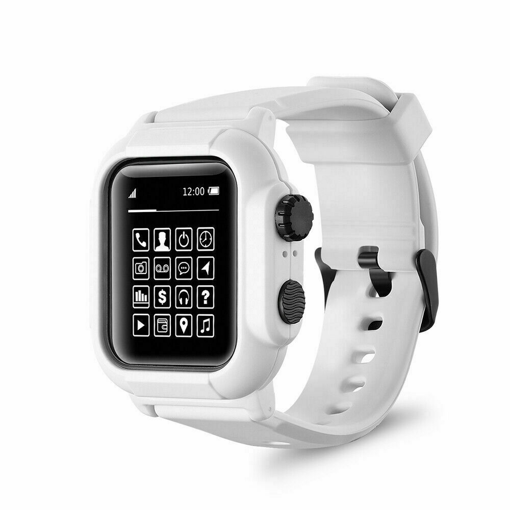 Waterproof Tactical Rugged White Protective Band & Case Apple Watch 4 5 6 44mm