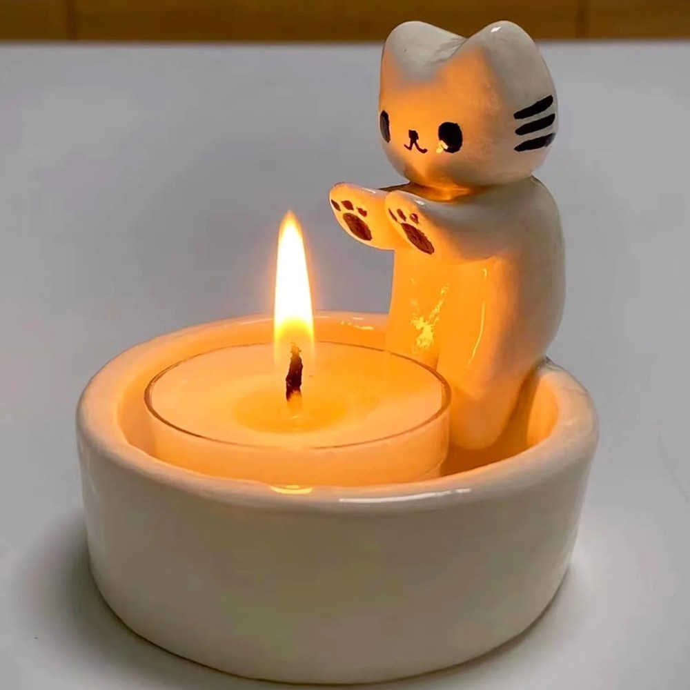 Kitten Candle Holder Cute Cat Candlestick Creative Aromatherapy Candle