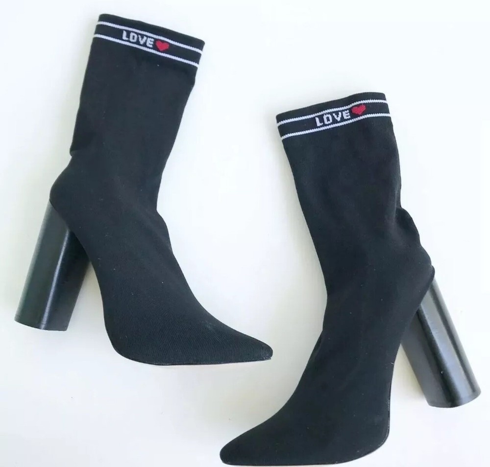 ALDO Lovely Love Womens Black Ankle Booties Size 7.5 Slip-On High Heel Boots $120