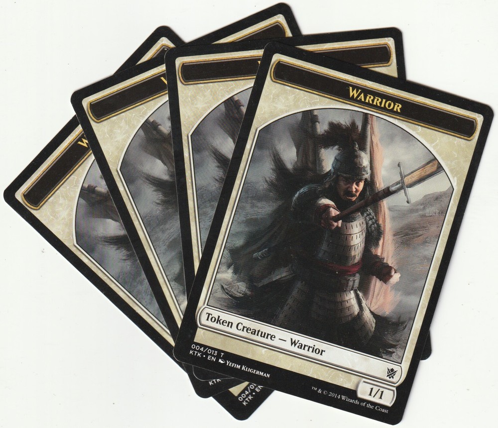 ✪ 4 MAGIC The Gathering WARRIOR White Creature Tokens MTG PLAYSET KTK/EN 2014