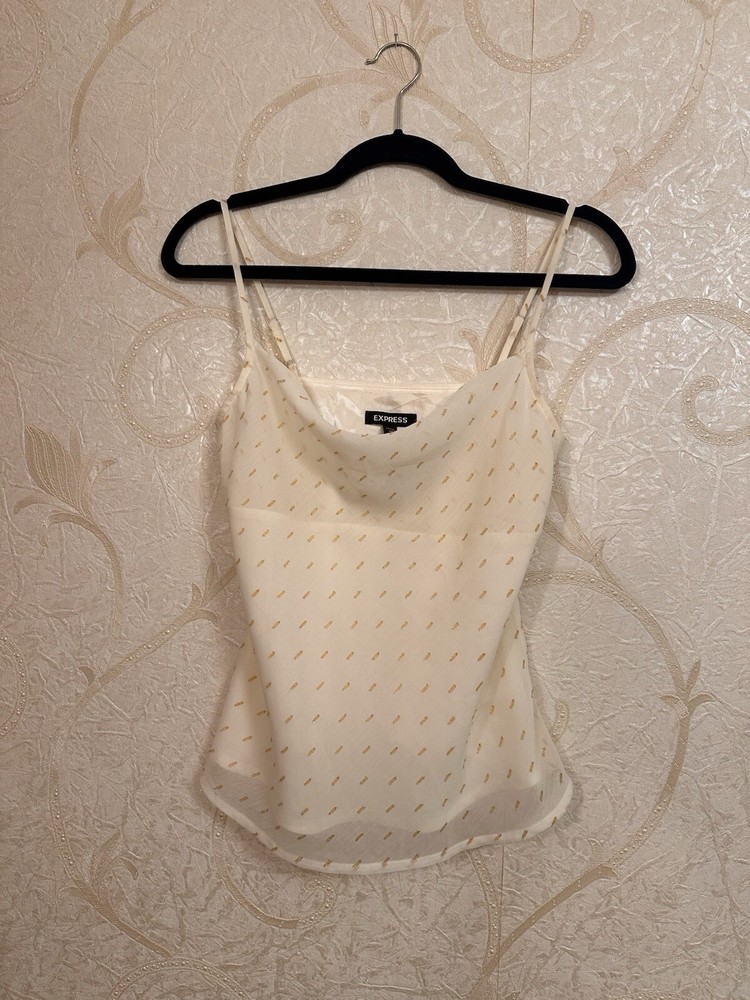 NWT Express Women's Ivory W/ Gold Accent Tank Top Spaghetti Straps Size XS