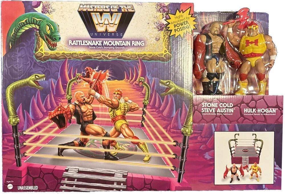 Mattel Masters of the WWE Rattlesnake Mountain Ring Stone Cold Hulk Hogan