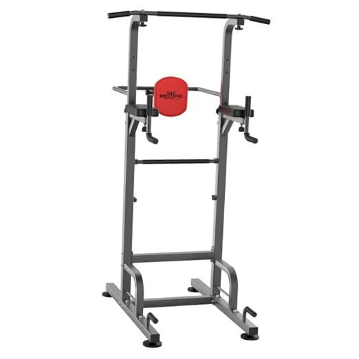 Power Tower Pull Up Bar Station Workout Dip Station for Home Gym Silver