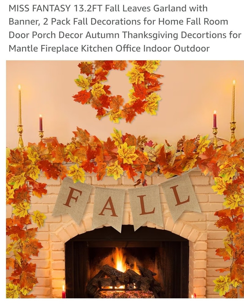 Fall Leaves Garland with Banner 2 P Fall Decorations for Home Fall Room Door