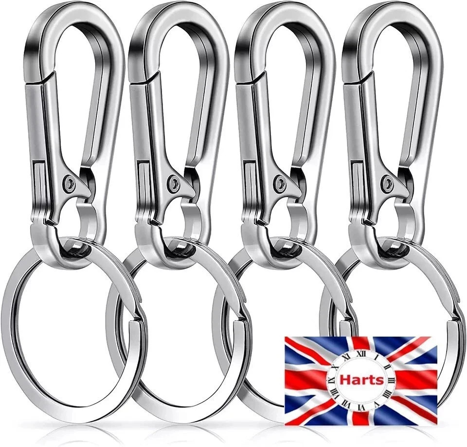4  Metal Keychain Carabiner Clip Keyring Key Ring Chain Clips Hook Holder