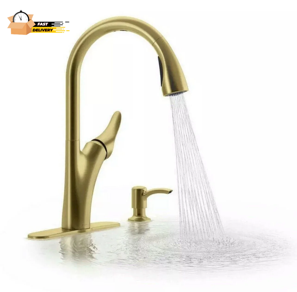 Brushed Gold Transitional Pull down Kitchen Faucet 1PREC26448-SD-2MB-AA