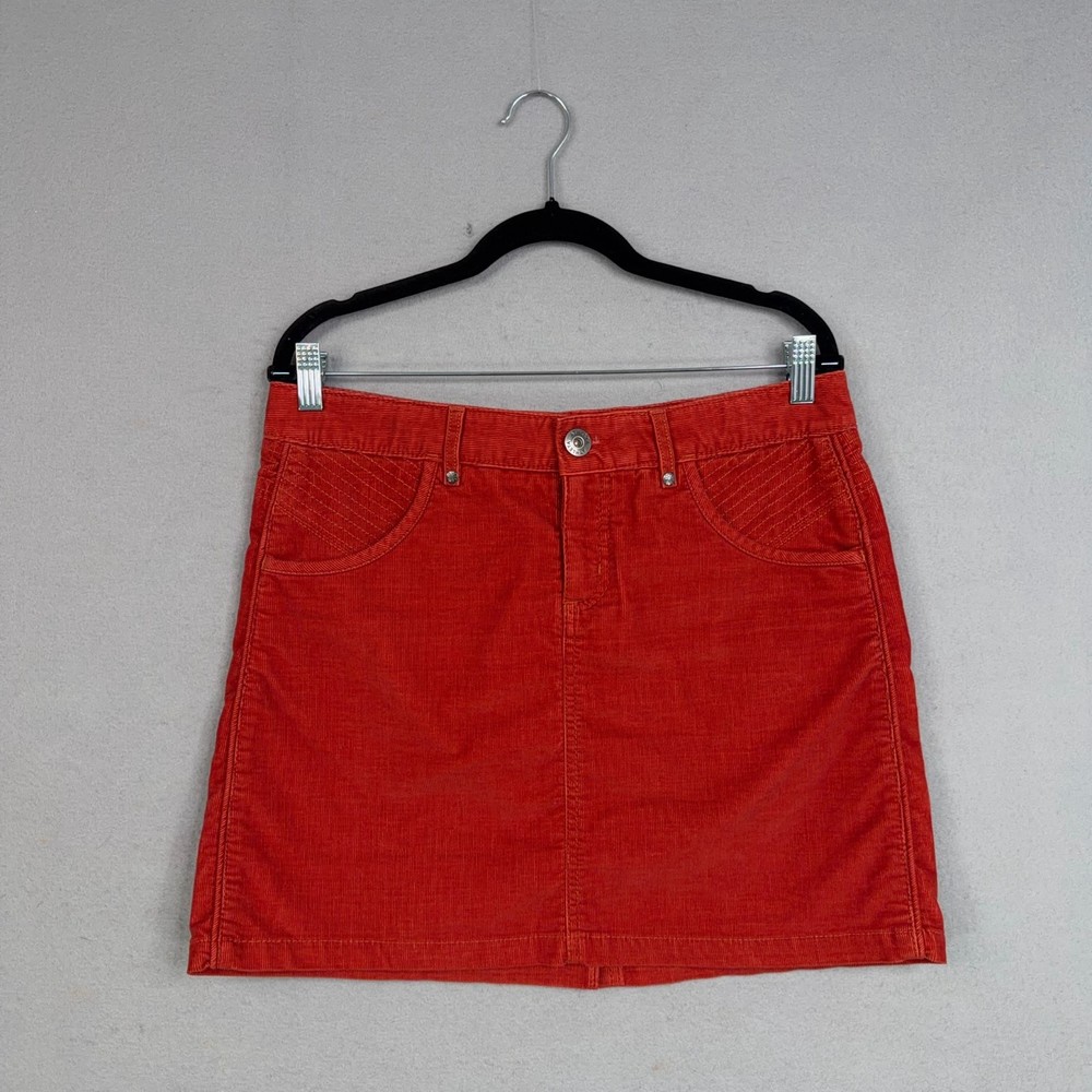 Athleta Skirt Women 8 Red Spice Burnt Orange Corduroy Cord Mini 5 Pocket Stretch
