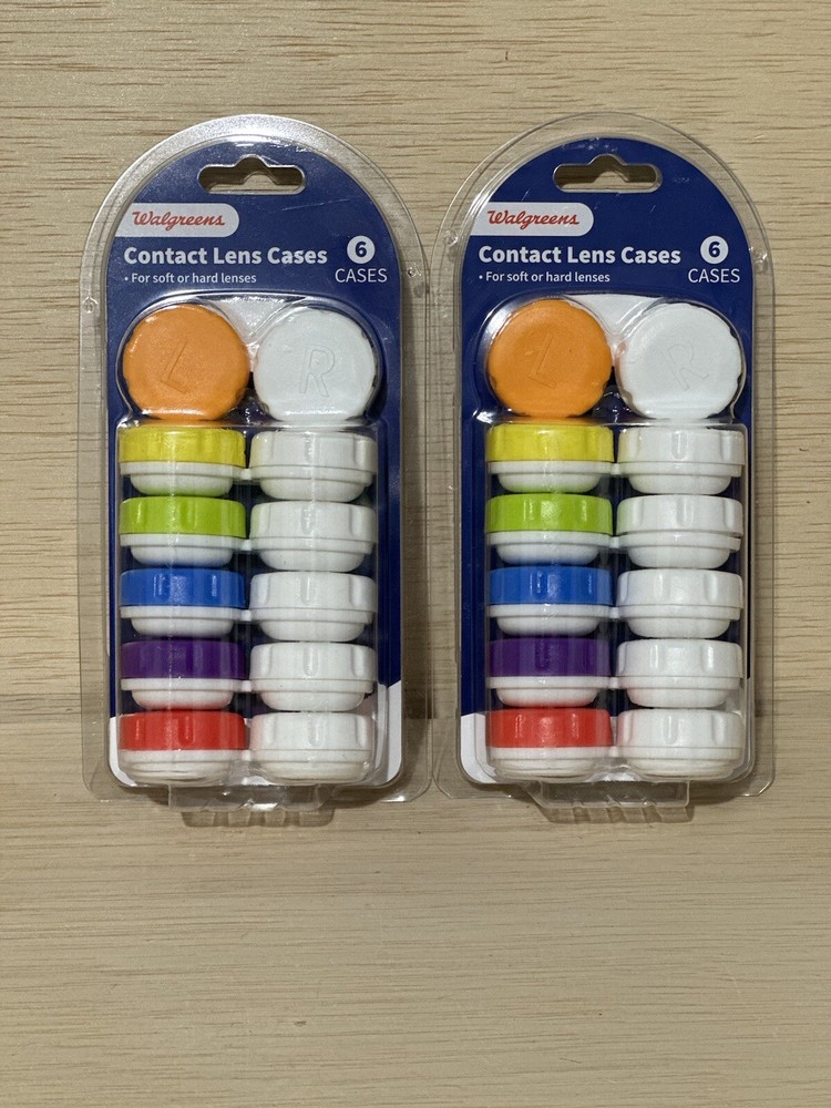 Lot Of 2-Walgreens Contact Lens Cases Pack of 6 For Soft or Hard Lenses