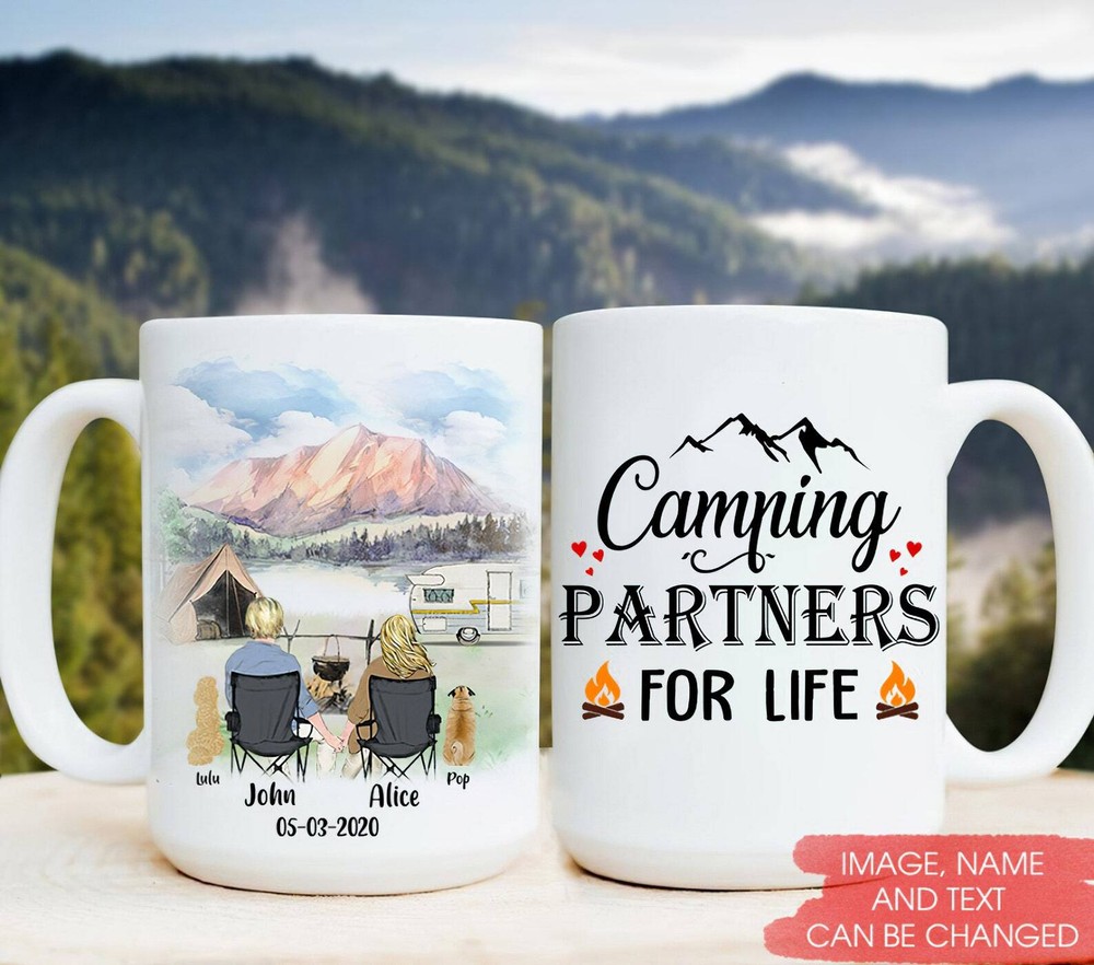 Camping Travel Partners For Life Happy Campers Personalized Coffee Mugs Custom