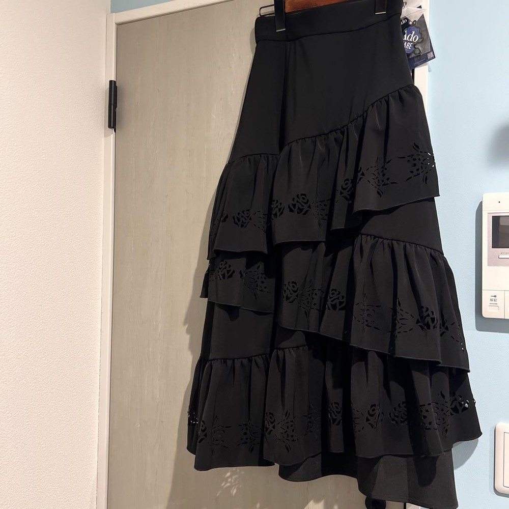 Ado HARE Collaboration Leather Cut Tiered Long Skirt Black With Tag New