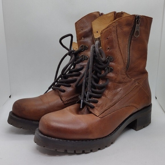 Miz Mooz Leather Lace-Up Pandora Boots Women's 39 Brown Boho Retro 90s Y2K