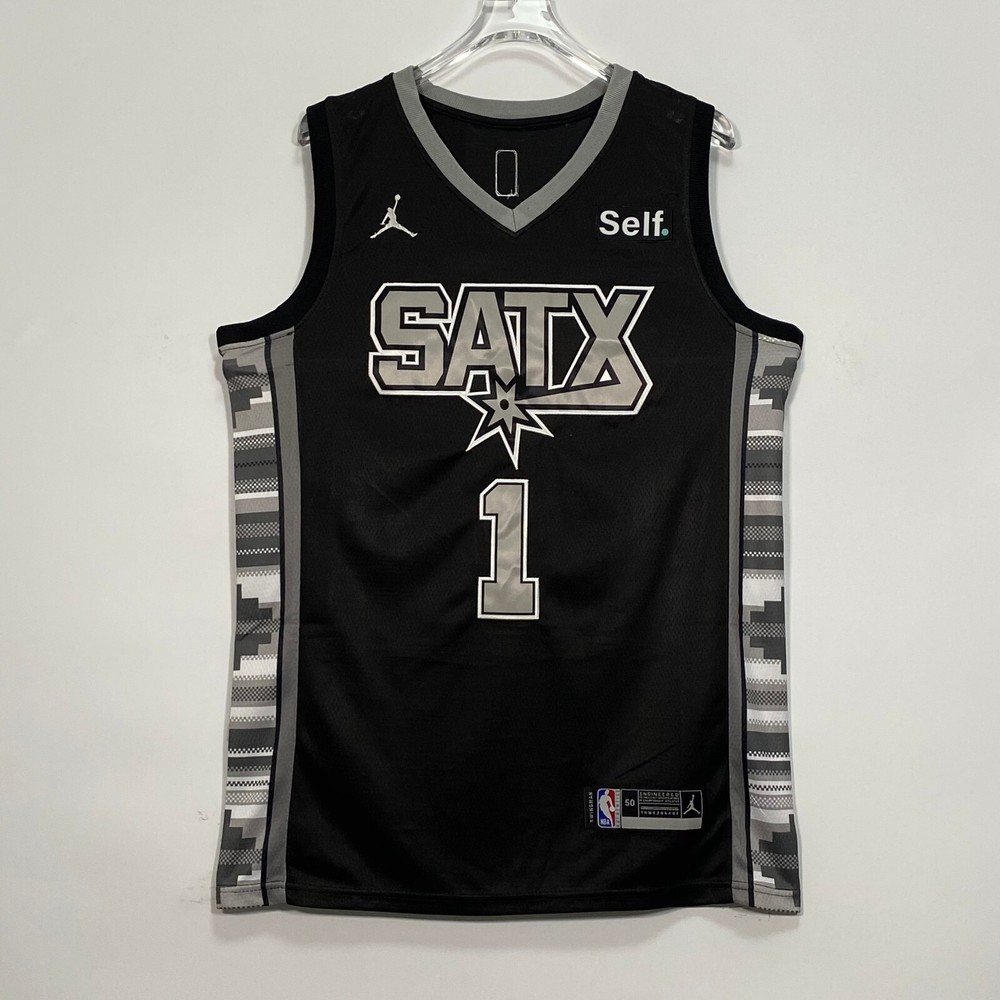 Victor Wembanyama #1 Jersey, Embroidered, Black