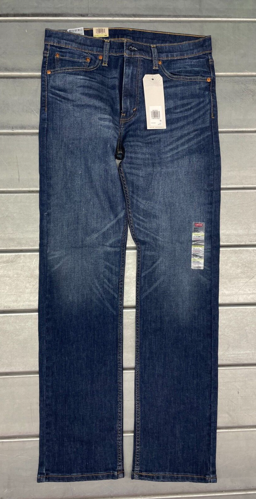 Levis 513 Slim Straight Jeans Mens 33x34 Blue Stretch NWT