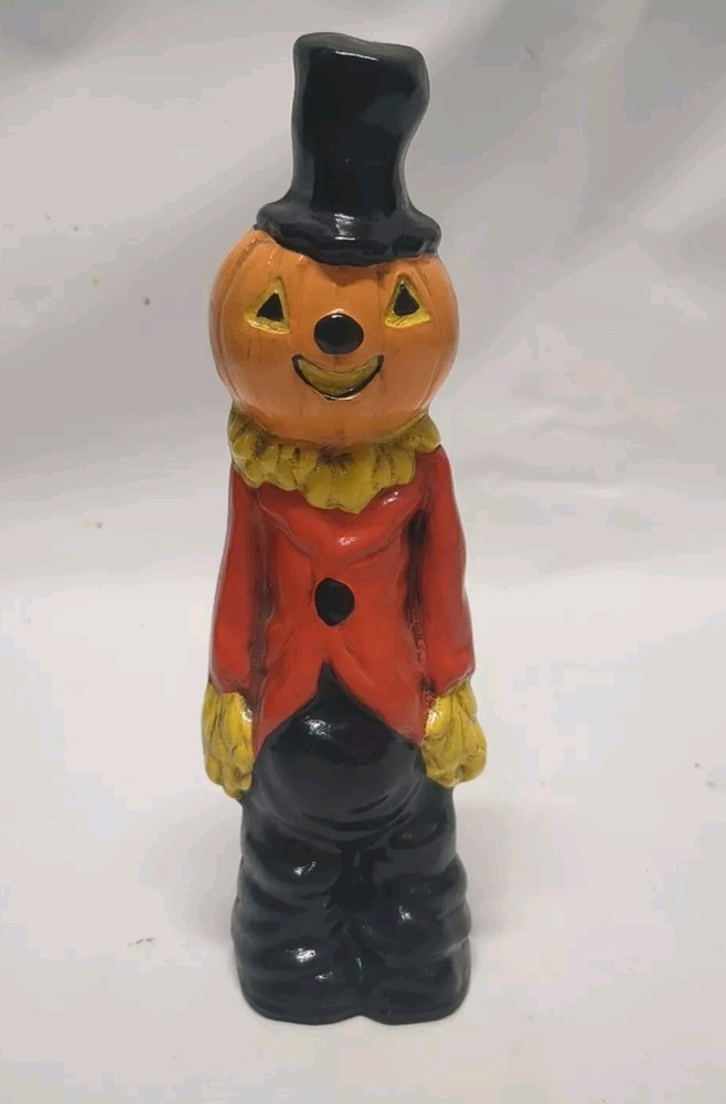 Vintage MCM Ceramic Hand painted Hobo Pumpkin Scarecrow