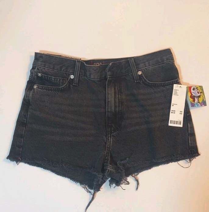 NWT BDG Urban Outfitters Girlfriend High-Rise Denim Shorts Black Distress Sz 26