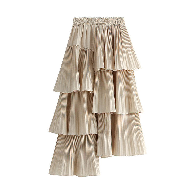 Versatile mid-length irregular pleated cake skirt for women in autumn/winter