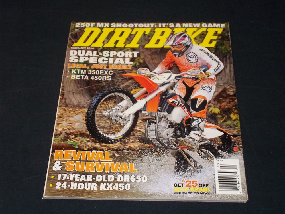 2014 FEBRUARY DIRT BIKE MAGAZINE - LEGAL JUST BARELY FRONT COVER - H 7237