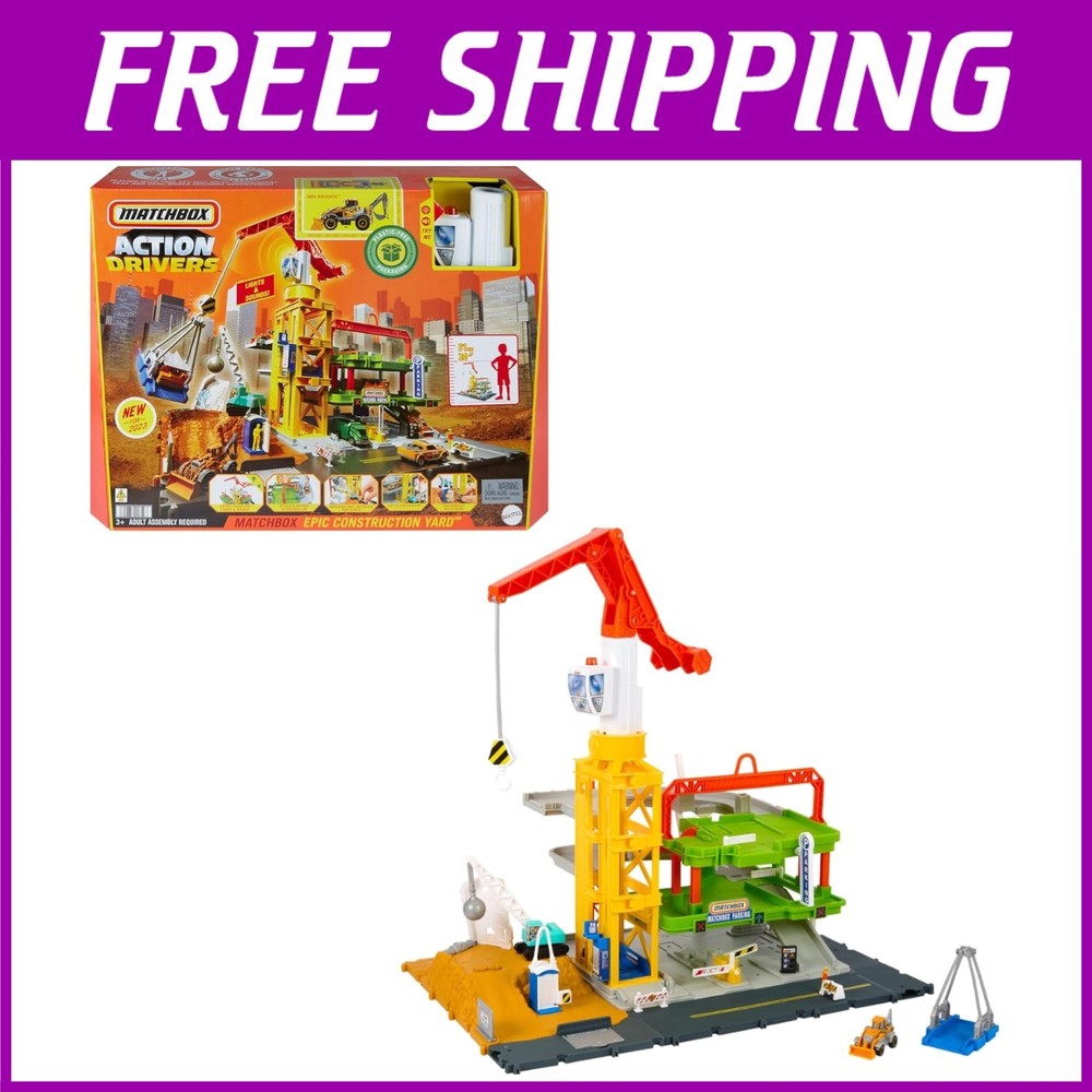 Kids' Construction Yard Playset & Working Crane